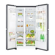 LG Side-by-Side mit Door-in-Door® |  Eis-, Crushed Ice- und Wasserspender  | 625 Liter Kapazität | Energieeffizienzklasse F | Festwasseranschluss  | Dark Graphite | GSJ470DIDV, GSJ470DIDV