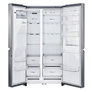 LG Side-by-Side mit Door-in-Door® |  Eis-, Crushed Ice- und Wasserspender  | 625 Liter Kapazität | ​Energieeffizienzklasse​ F | Festwasseranschluss | Steel | GSJ760PZZZ, GSJ760PZZZ