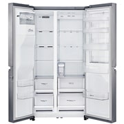 LG Side-by-Side mit Door-in-Door® |  Eis-, Crushed Ice- und Wasserspender  | 625 Liter Kapazität | ​​​​​​​Energieeffizienzklasse​ F​ | Interner Wassertank 4L | Steel | GSJ761PZZZ, GSJ761PZZZ