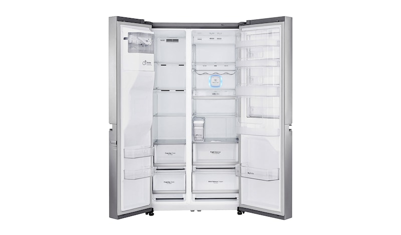 LG Side-by-Side mit Door-in-Door® |  Eis-, Crushed Ice- und Wasserspender  | 625 Liter Kapazität | Energieeffizienzklasse F | Interner Wassertank 4L | Edelstahl | GSJ961NEAZ, GSJ961NEAZ