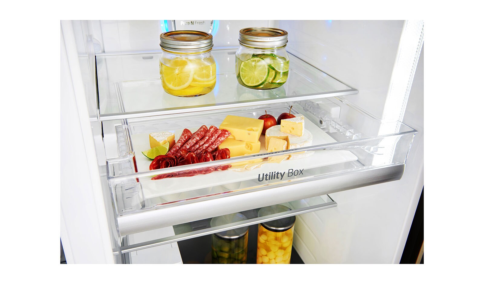 LG Side-by-Side mit Door-in-Door® |  Eis-, Crushed Ice- und Wasserspender  | 625 Liter Kapazität | Energieeffizienzklasse F | Interner Wassertank 4L | Edelstahl | GSJ961NEAZ, GSJ961NEAZ