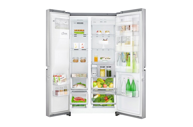 LG Side-by-Side mit Total No Frost | Eis-, Crushed Ice- und Wasserspender| Energieeffizienzklasse*  F, GSJ961NSUZ