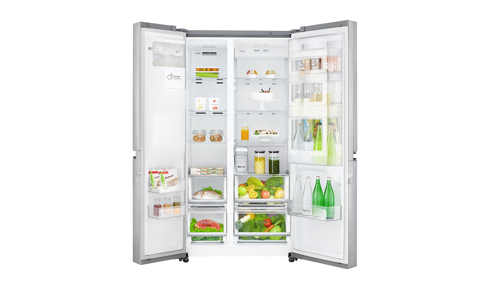 LG Side-by-Side mit Total No Frost | Eis-, Crushed Ice- und Wasserspender| Energieeffizienzklasse*  F, GSJ961NSUZ