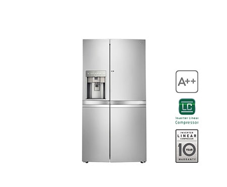 Vorderseite von LG Side-by-Side Kühlschrank mit modernem Design, mehr Flexibilität und Energieeffizienzklasse A&#43;&#43; GSJ976NSBZ