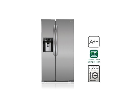 Vorderseite von Side-by-Side-Kühlschrank mit Eis- und Wasserspender und Total No Frost Technologie GSL325PZYZ