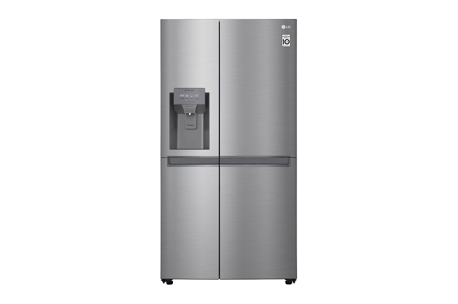 Vorderseite von Side-by-Side Kühlschrank (F, 625L, 179cm hoch) mit Eis-, Crushed Ice- und Wasserspender &amp; internem Wassertank | GSL481PZXZ GSL481PZXZ