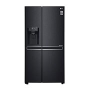 Vorderseite von Side-by-Side mit Eis-, Crushed Ice- und Wasserspender | 625 Liter Kapazität | ​Energieeffizienzklasse​ F | Interner Wassertank 4L | Matte Black Steel | GSL761MCZZ GSL761MCZZ