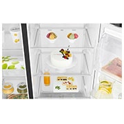 LG Side-by-Side mit Eis-, Crushed Ice- und Wasserspender | 625 Liter Kapazität | ​Energieeffizienzklasse​ F | Interner Wassertank 4L | Matte Black Steel | GSL761MCZZ, GSL761MCZZ