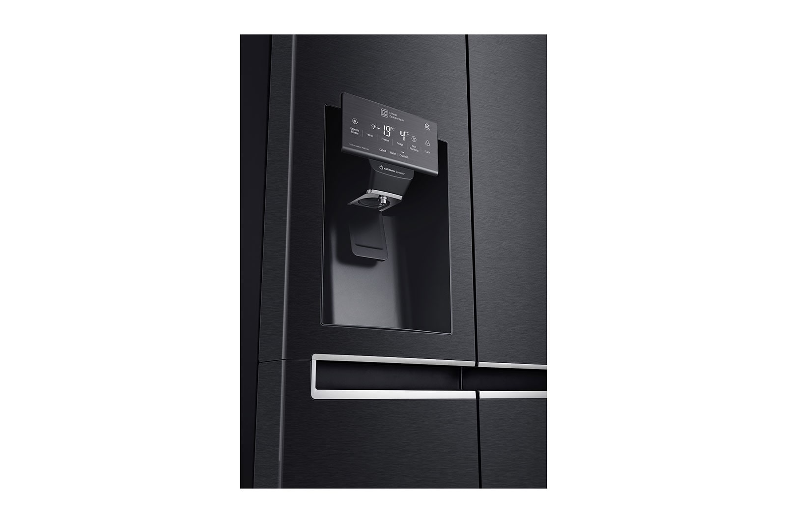 LG Side-by-Side mit Eis-, Crushed Ice- und Wasserspender | 625 Liter Kapazität | ​Energieeffizienzklasse​ F | Interner Wassertank 4L | Matte Black Steel | GSL761MCZZ, GSL761MCZZ