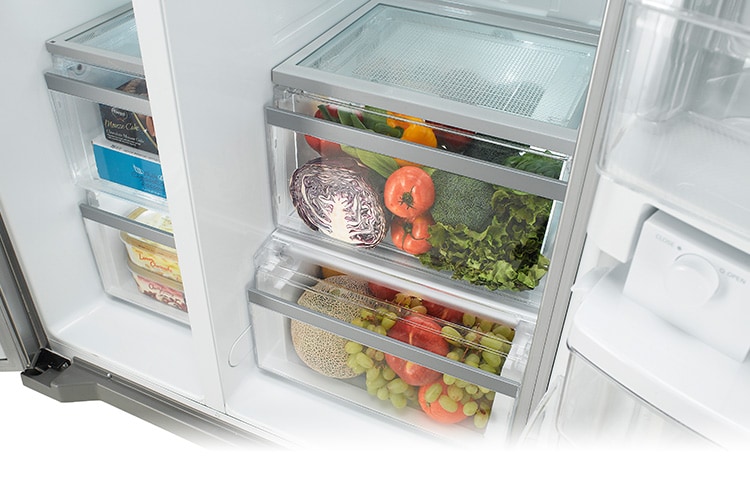 LG Side-by-Side Kühlschrank mit Eis- und Wasserspender, Soft Touch Barfach und Total No Frost Technologie, GSP325PVCV