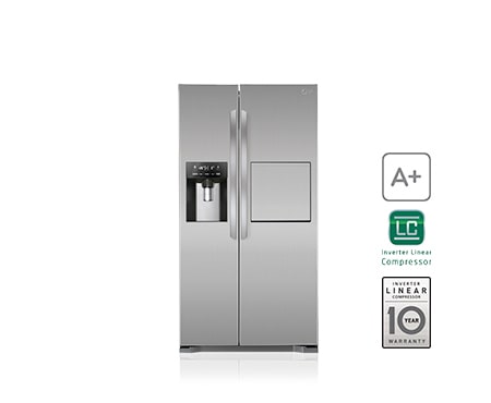 Vorderseite von Side-by-Side Kühlschrank mit Eis- und Wasserspender, Soft Touch Barfach und Total No Frost Technologie GSP325PZCV