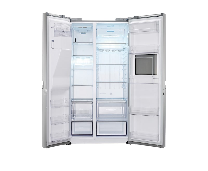 LG UND WASSERSPENDER UND ENERGIEEFFIZIENZKLASSE A++ LG Side-by-Side Kühlschrank mit integriertem Easy Open Griff, Barfach, Eis- und Wasserspender und Energieeffizienzklasse A++, GSP545PZQZ