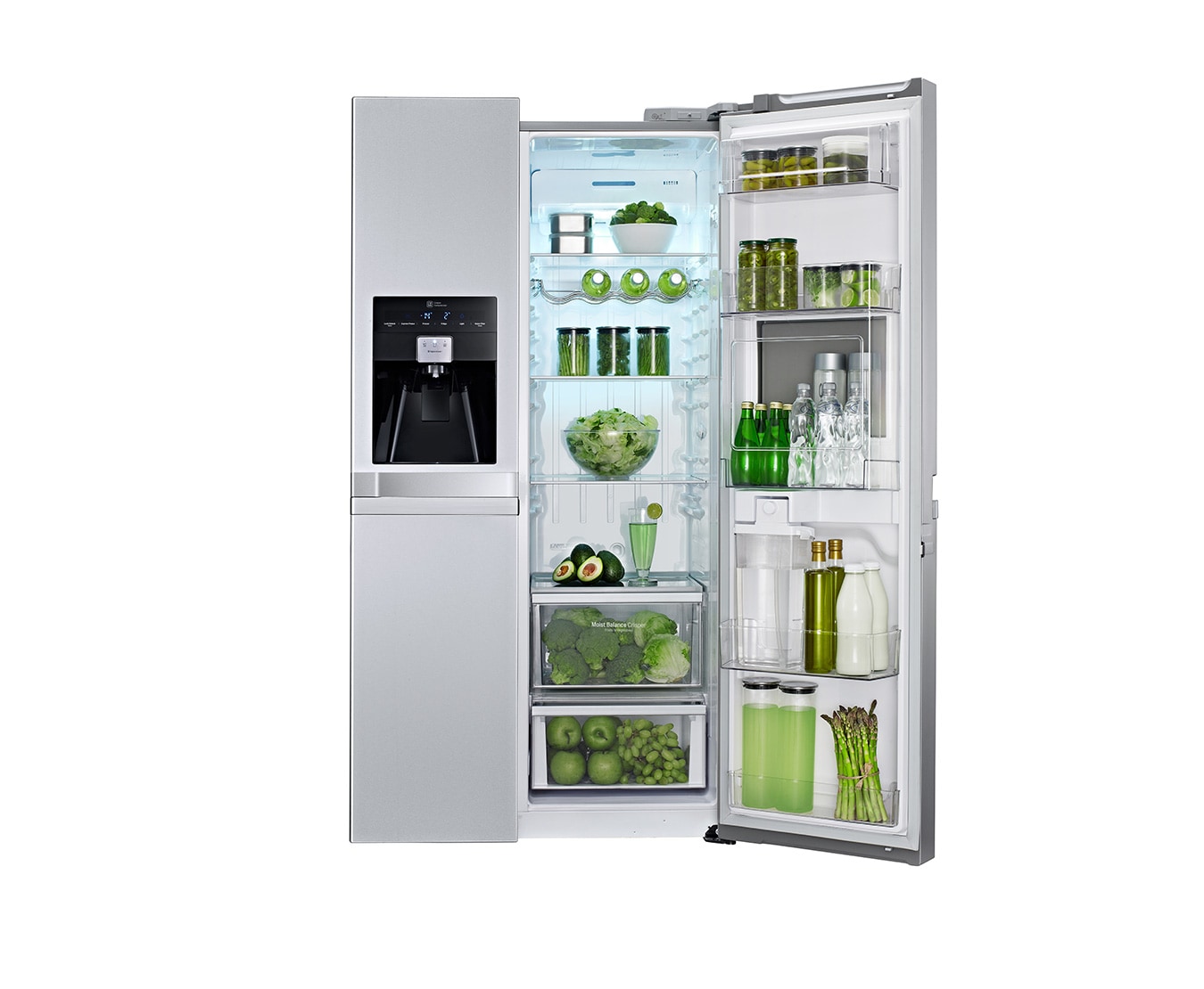 LG UND WASSERSPENDER UND ENERGIEEFFIZIENZKLASSE A++ LG Side-by-Side Kühlschrank mit integriertem Easy Open Griff, Barfach, Eis- und Wasserspender und Energieeffizienzklasse A++, GSP545PZQZ
