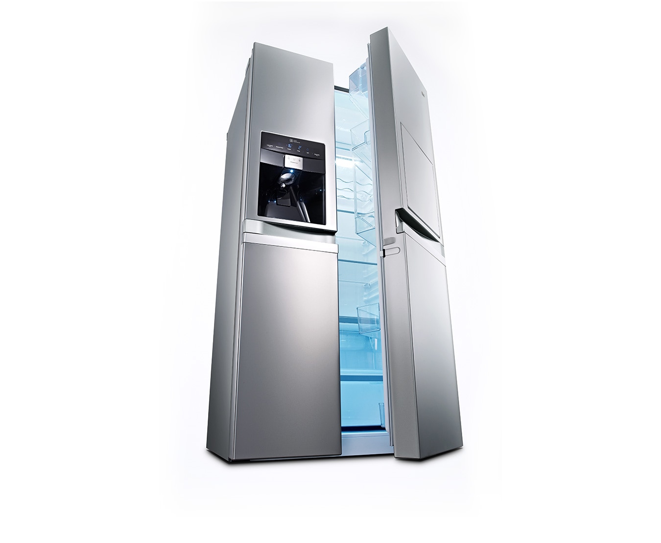 LG UND WASSERSPENDER UND ENERGIEEFFIZIENZKLASSE A++ LG Side-by-Side Kühlschrank mit integriertem Easy Open Griff, Barfach, Eis- und Wasserspender und Energieeffizienzklasse A++, GSP545PZQZ