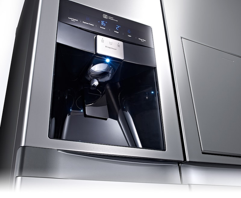 LG UND WASSERSPENDER UND ENERGIEEFFIZIENZKLASSE A++ LG Side-by-Side Kühlschrank mit integriertem Easy Open Griff, Barfach, Eis- und Wasserspender und Energieeffizienzklasse A++, GSP545PZQZ