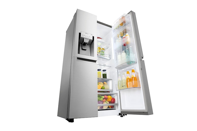 LG Side-by-Side mit InstaView Door-in-Door® | Eis-, Crushed Ice- und Wasserspender  | 625 Liter Kapazität | Energieeffizienzklasse F | Interner Wassertank 4L | Edelstahl | GSX961NEAZ, GSX961NEAZ