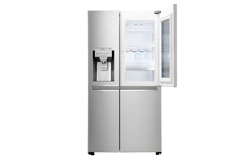 LG Side-by-Side mit InstaView Door-in-Door® | Eis-, Crushed Ice- und Wasserspender  | 625 Liter Kapazität | Energieeffizienzklasse F | Interner Wassertank 4L | Edelstahl | GSX961NEAZ, GSX961NEAZ