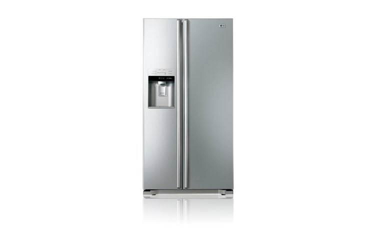 Vorderseite von Side by Side Kühlschrank ohne Festwasseranschluss mit Energieeffizienzklasse A&#43;&#43; und schicker Brushed Steel Front GW-L227HNXZ