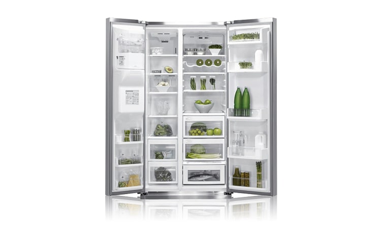 LG Side by Side Kühlschrank mit Eis- und Wasserbereiter in der Tür, 538 l Nutzinhalt sowie Weinregal und Dosenhalter, GW-L227YRMV