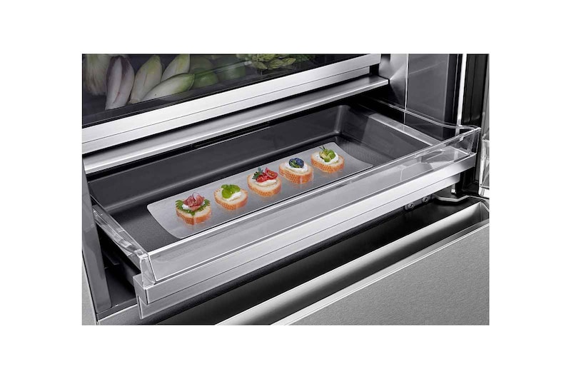 LG SIGNATURE Kühl-Gefrierkombination mit InstaView Door-in-Door®  | 435 Liter Kapazität  | ​​Energieeffizienzklasse ​F​ | Edelstahl mit Textured Steel®-Finish | LSR200B, LSR200B