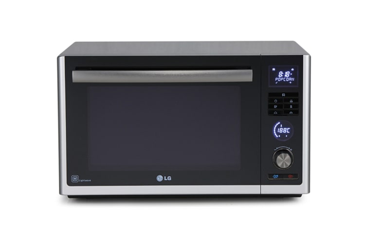Vorderseite von Solo-Mikrowelle mit 6 Profikoch-Einstellungen, Carbon-Heizelement und Intellowave-System MJ3281BC