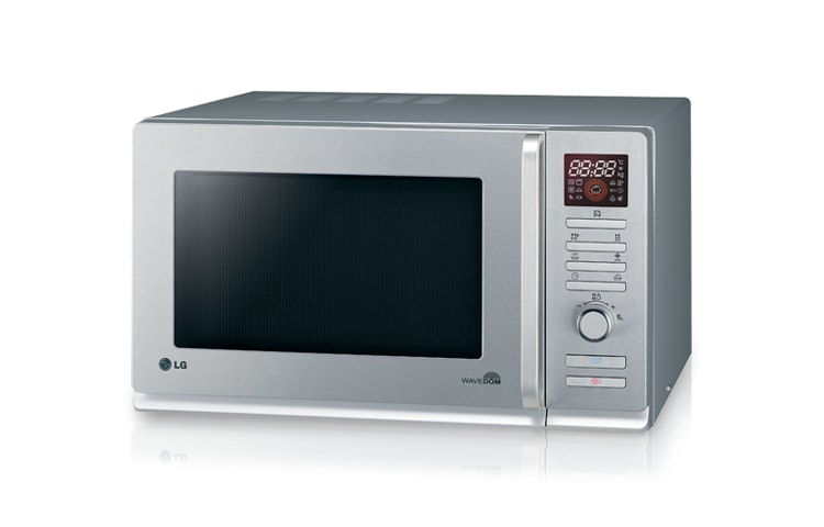 Vorderseite von Silberne Mikrowelle mit Grill und integrierter Warmhaltefunktion MG6387ARS