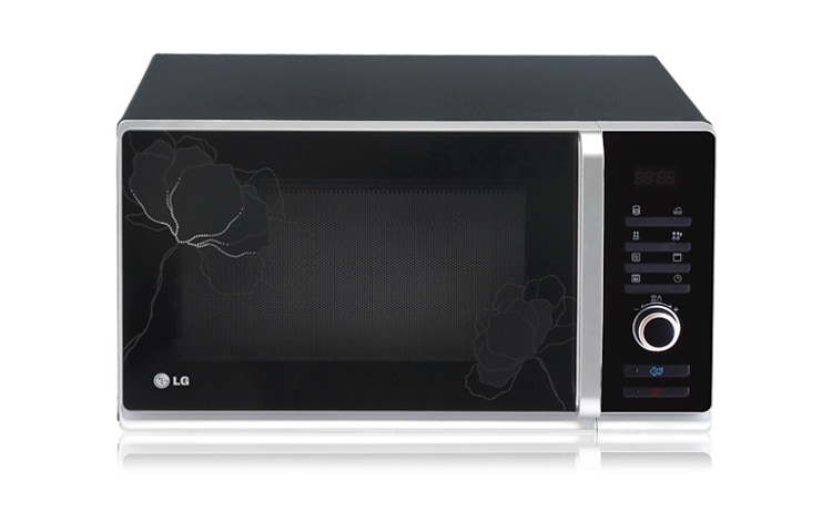 Vorderseite von 2-in-1-Mikrowelle in stylischem Design mit leistungsstarkem Grill und Intellowave-System MG6388PB