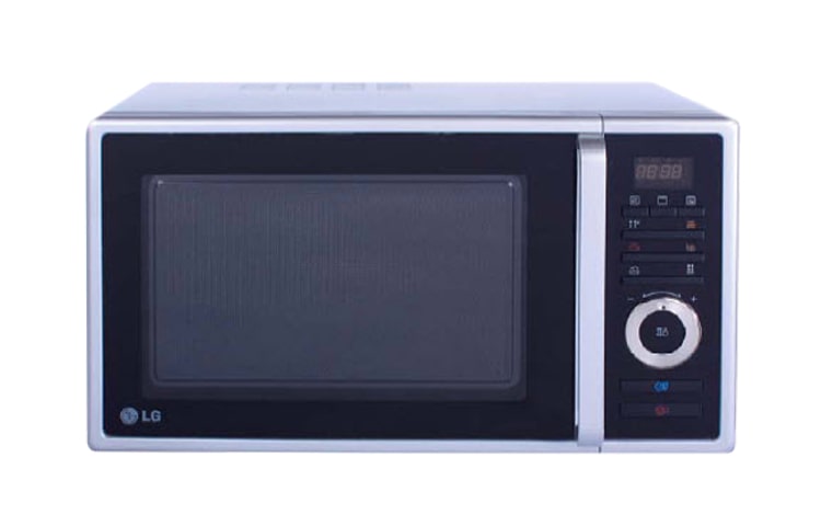 Vorderseite von Solo-Mikrowelle mit Grill, 4-stelligem LED Display, Schnellauftau-Funktion und anti-bakteriell beschichtetem Garraum MG6389BS