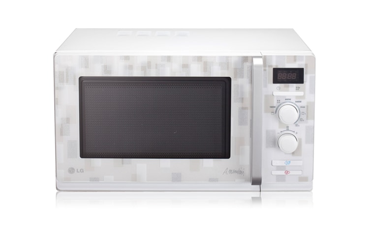 Vorderseite von 2-in-1-Mikrowelle in extravagantem Design von Alessandro Mendini mit Quarz-Grill und Schnell-Auftaufunktion MH6331R