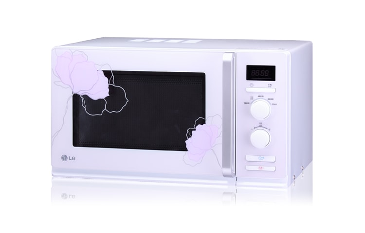 LG 2-in-1-Mikrowelle mit dezentem Blumendesign, Intellowave-System und leistungsstarkem Quarz-Grill, MH6338P