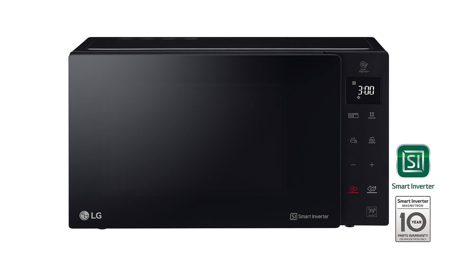 Vorderansicht der 25L & 900 Watt Mikrowelle mit Quarzgrill Schwarz MH6535GIS 
