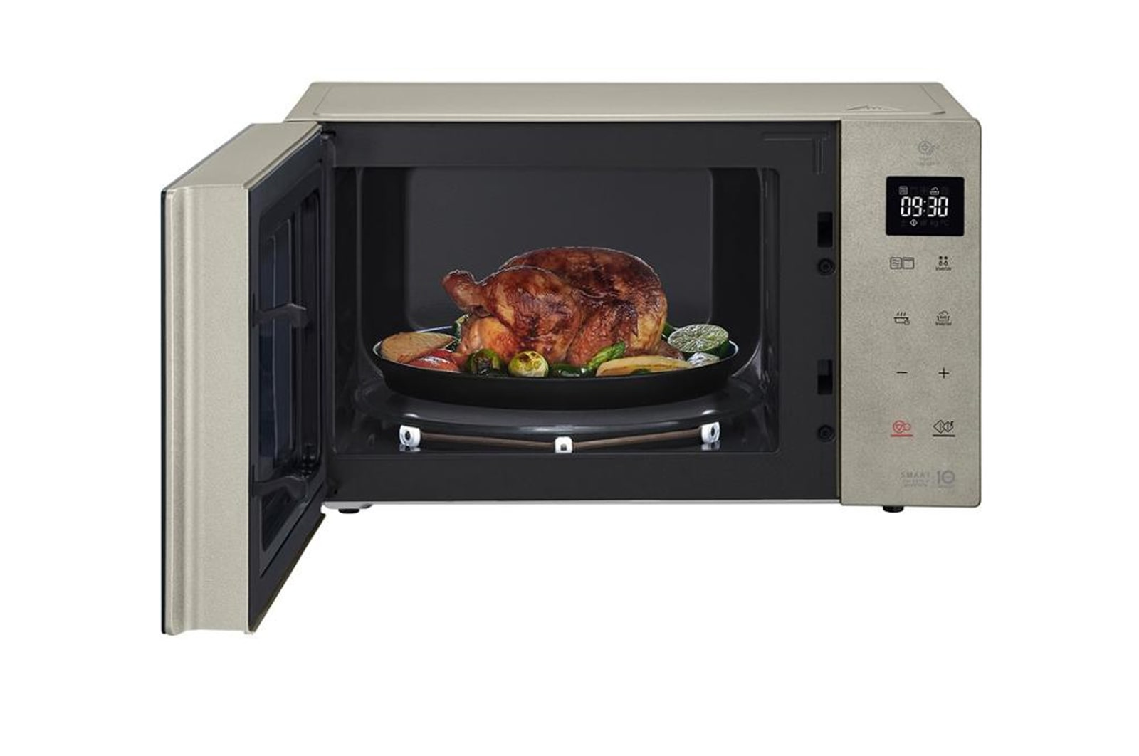 LG Mikrowelle Noble Steel (25 L, 1000 Watt) mit Quarzgrill, Smart Inverter Technologie & EasyClean | MH6535NBS, MH6535NBS