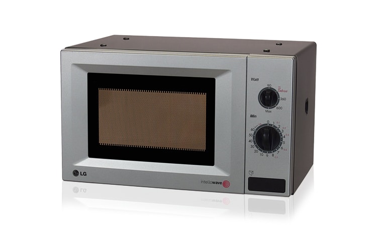 Vorderseite von Silberne Solo-Mikrowelle mit 800 Watt Leistung und 19 Liter Garraum MS192VUTT