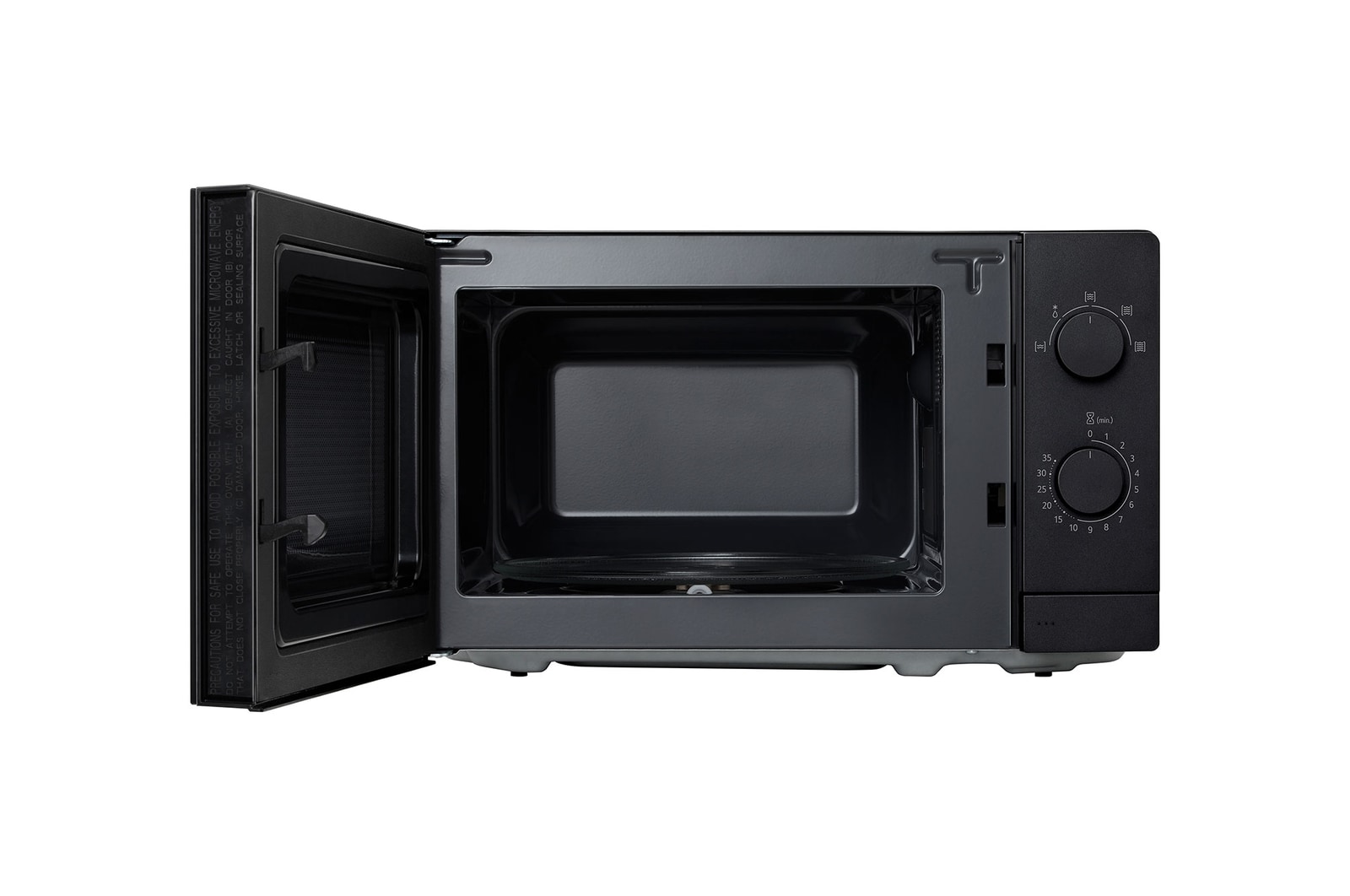 Vorderansicht des geöffneten Mikrowellenherds