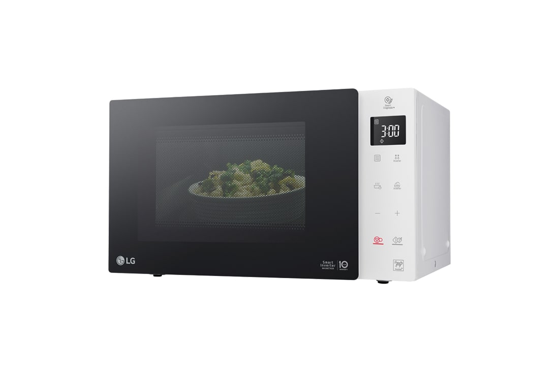 LG Solo-Mikrowelle Weiß (23 L, 1000 Watt) mit Smart Inverter Technologie & EasyClean | MS23NECBW, MS23NECBW