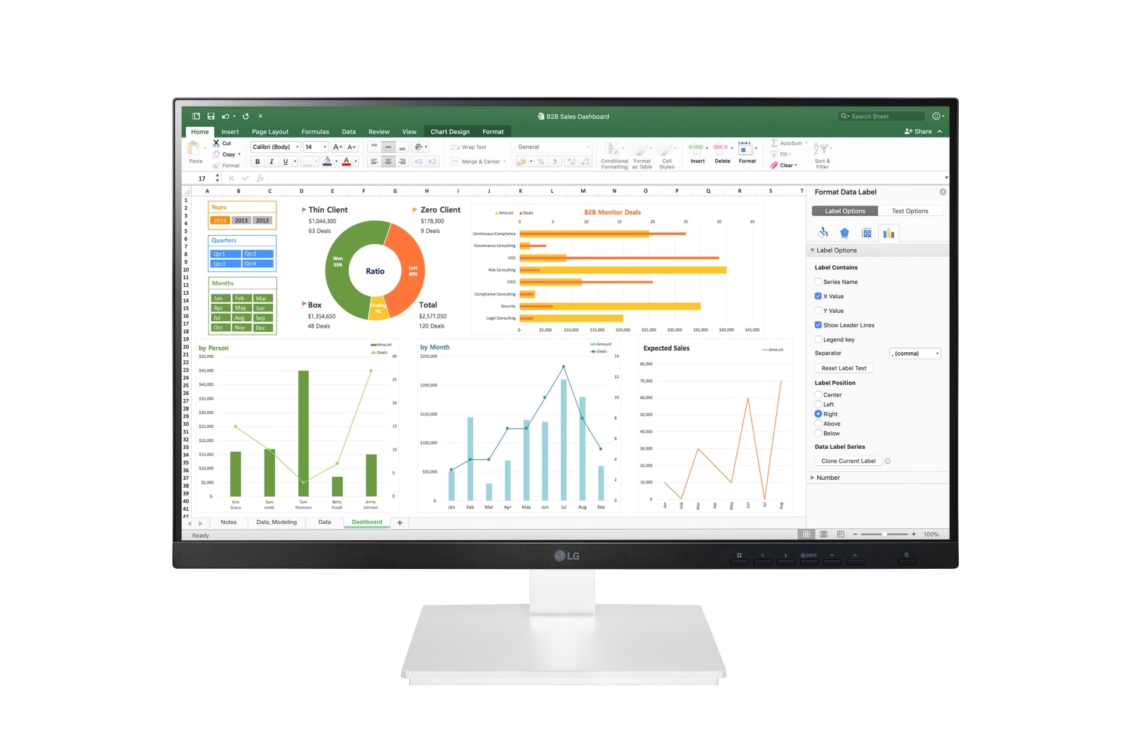 Vorderseite von 24 Zoll IPS Monitor mit Full HD-Auflösung und Farbkalibrierung 24BN650Y-W.AED