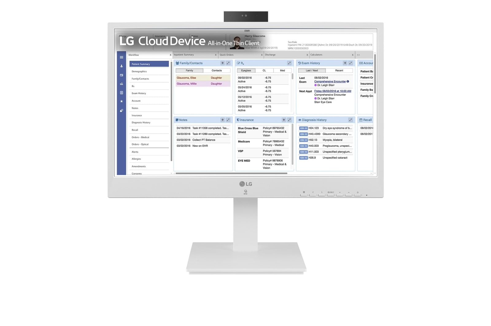 Vorderseite von 24&#34; All-in-One Thin Client für das Gesundheitswesen mit Webcam und Lautsprecher 24CR670W-BP