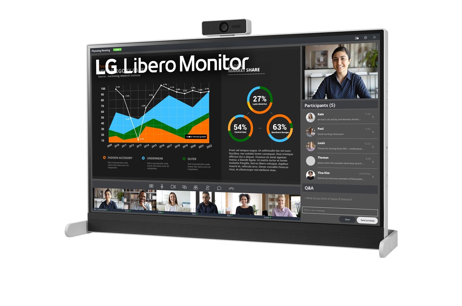 LG 27-Zoll-QHD-Monitor „Libero“ mit abnehmbarer Full-HD-Webcam, 27BQ70QC-S