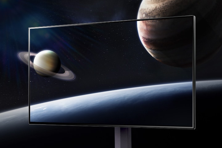 Die Animation zeigt einen 4-seitigen, nahezu randlosen Rahmen für ein immersives Spielerlebnis.