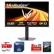 Vorderseite von LG UltraGear™ 27-Zoll Gaming-Monitor der 4. Generation mit OLED QHD – 27GX790B mit Dual-Mode (720 Hz bei HD, 540 Hz bei QHD), 0,02ms (GtG), DP2.1, VESA DisplayHDR™ True Black 500 27GX790B-B