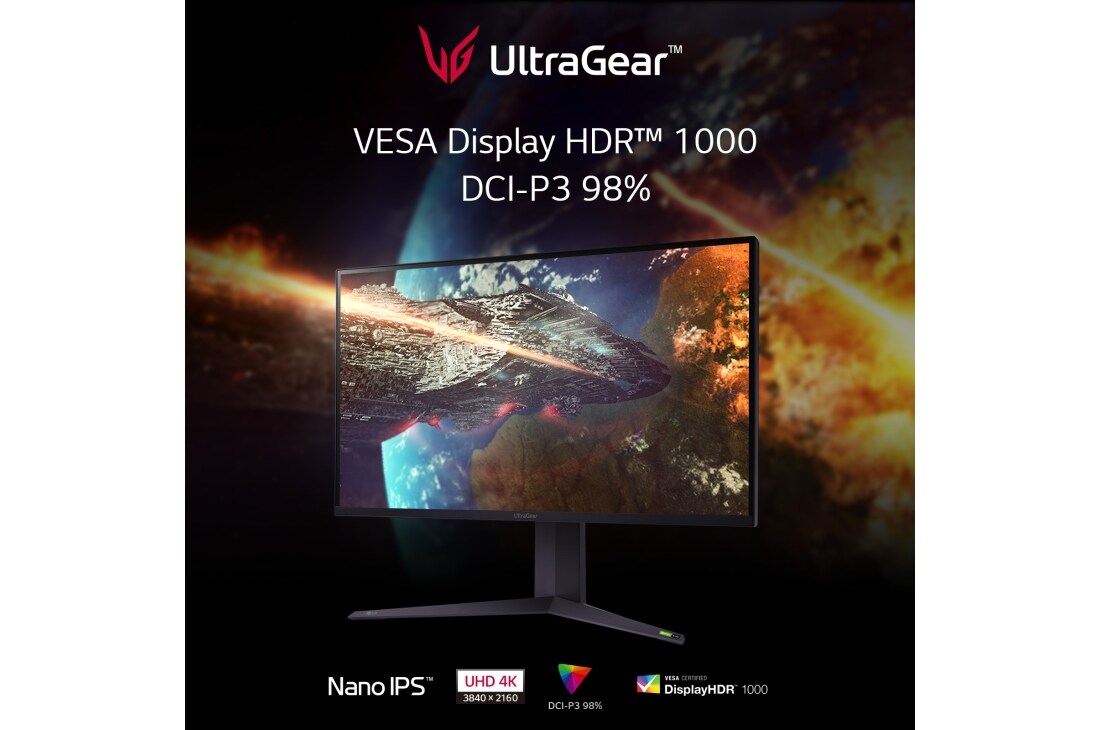 UltraGear™-Gaming-Monitor mit 32 Zoll, UHD 4K und VESA DisplayHDR