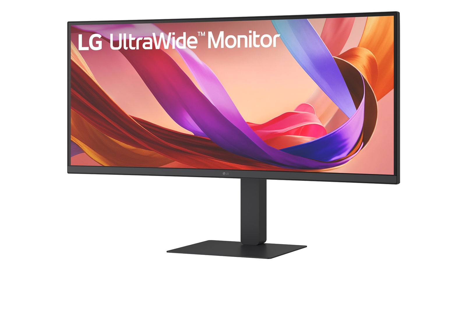Schrägansicht von vorne des UltraWide-Monitors (links)