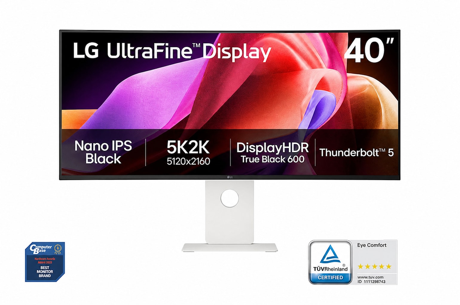 Vorderseite von LG UltraFine™ 40 Zoll Nano IPS Black 5K2K mit Thunderbolt™ 5 40U990A-W