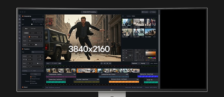 Ein Videoclip zeigt die Breite des 5K2K-Displays im Vergleich zur Bildschirmgröße von 4K UHD.