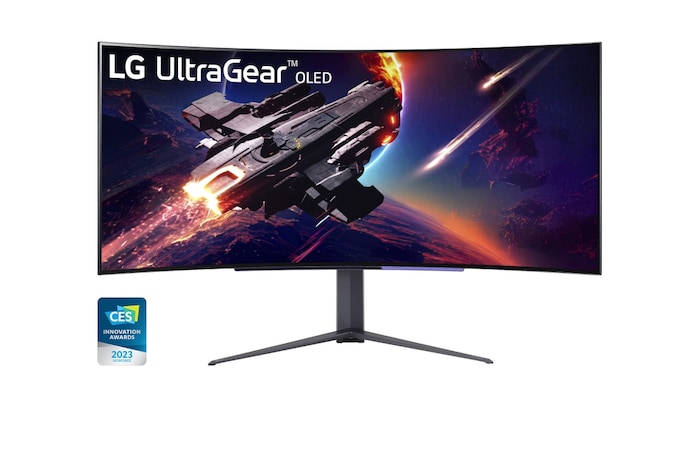 LG UltraGear™ 45 Zoll OLED Curved Gaming Monitor mit 0.03ms, 240Hz, WQHD Auflösung, HDR10, 45GR95QE