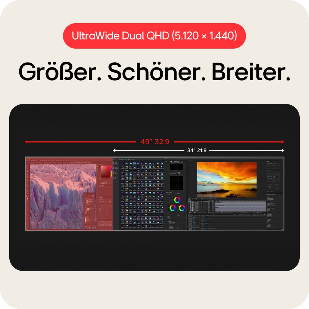 LG 49 Zoll UltraWide Dual QHD (5.120 x 1.440) Curved Nano-IPS-Display mit 144 Hz, 49U950A-W
