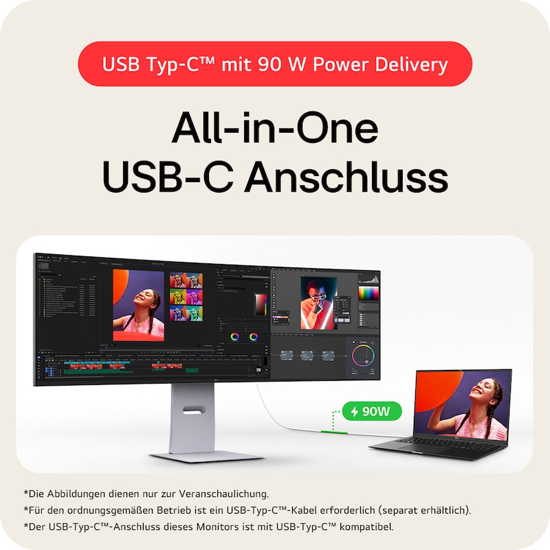LG 49 Zoll UltraWide Dual QHD (5.120 x 1.440) Curved Nano-IPS-Display mit 144 Hz, 49U950A-W