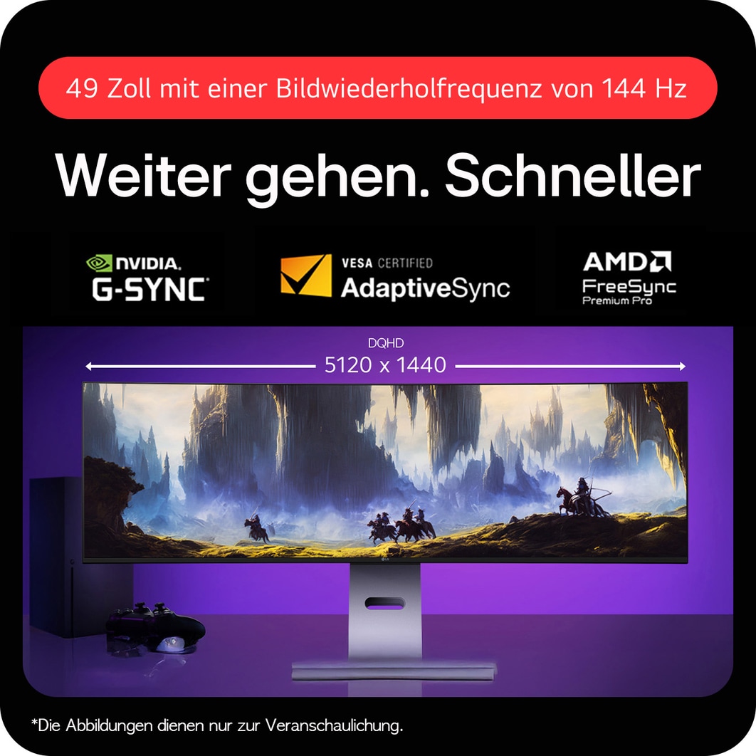 LG 49 Zoll UltraWide Dual QHD (5.120 x 1.440) Curved Nano-IPS-Display mit 144 Hz, 49U950A-W