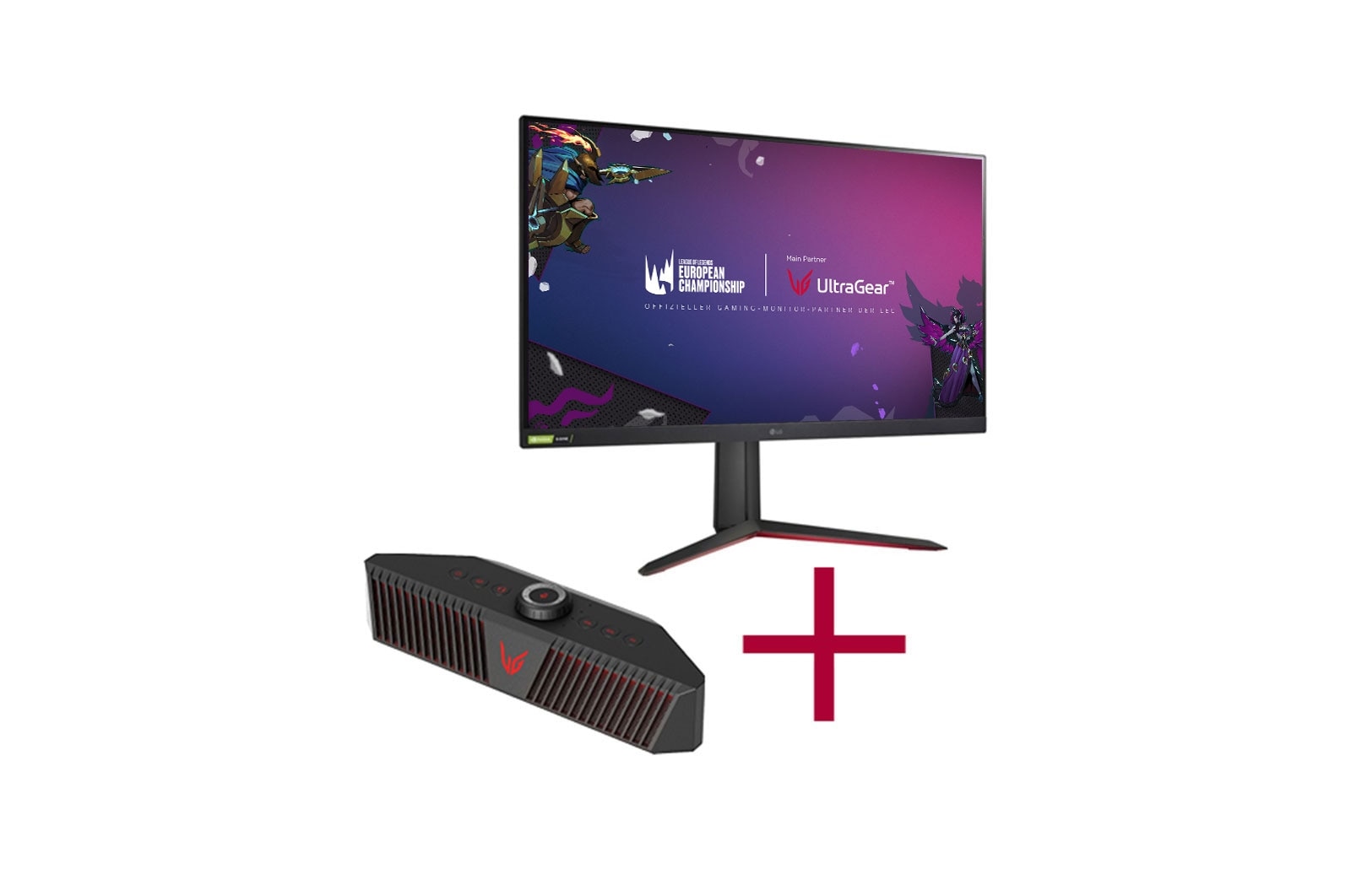 Vorderseite von 32 Zoll UltraGear™ Gaming Monitor + GP9 UltraGear™ Gaming-Lautsprecher Bundle GP9_32GP850-B_bundle