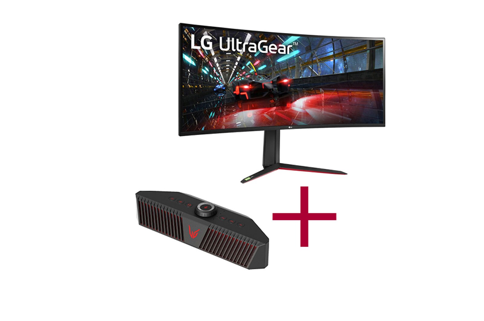 Vorderseite von 38 Zoll UltraGear™ Gaming Monitor + GP9 UltraGear™ Gaming-Lautsprecher Bundle GP9_38GN950-B.AEU_bundle